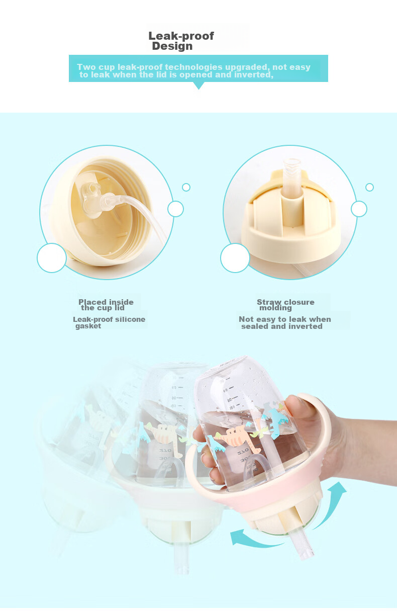 LOCK&LOCK Sliding Lid Children's Straw Cup with Handle, Baby Sippy Cup, Kindergarten School Water Bottle, 350ML Blue 5