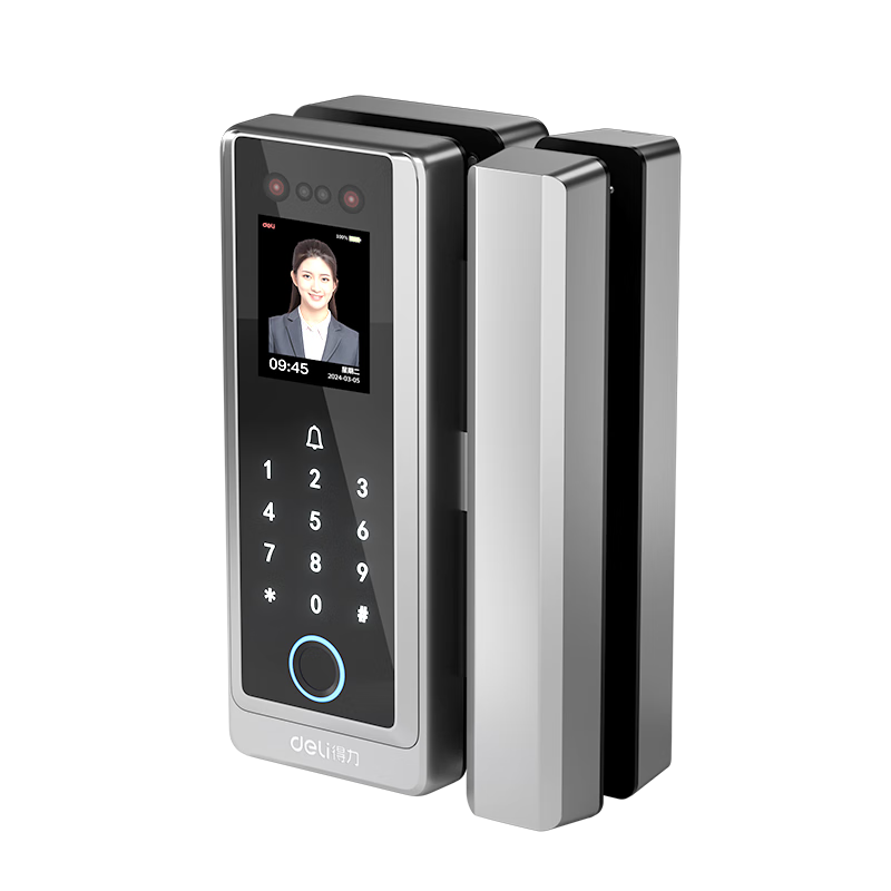 Deli Glass Door Lock, Smart Electronic Password Lock, Fingerprint Lock, Attendance And Access Control All-In Machine, Facial Recognition And Fingerprint Check-In Unlocking, Office Building Management, Mini-Program Control, AL130