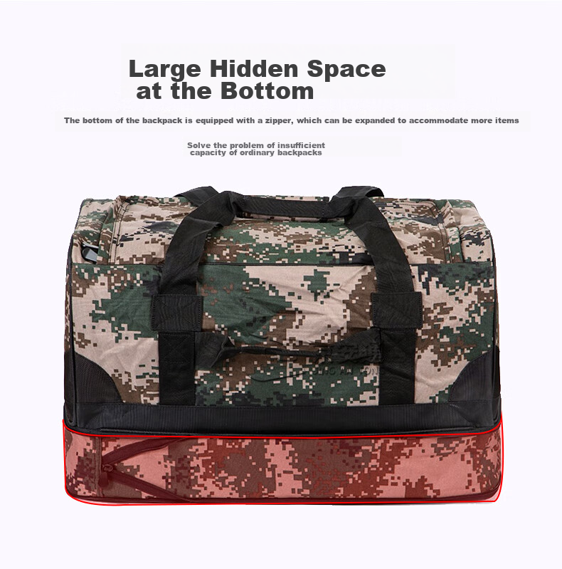 Jingantong Camouflage Front Carry Bag, Stay-Behind Bag, Thickened Large Capacity Waterproof Canvas Handbag with Rear Compartment 2