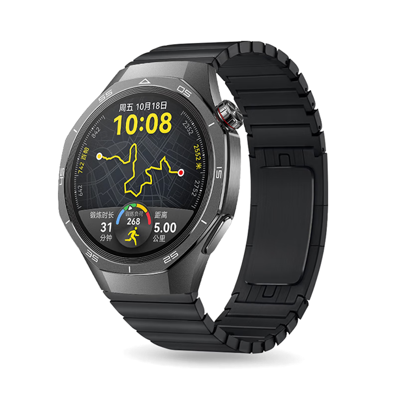 MSSM Compatible Metal Stainless Steel Watch Band for Huawei Watch 5/4/GT6/GT6pro/5/4pro/3/Honor Magic2/GS3, Single Bead 316 Steel Strap - Black 22MM