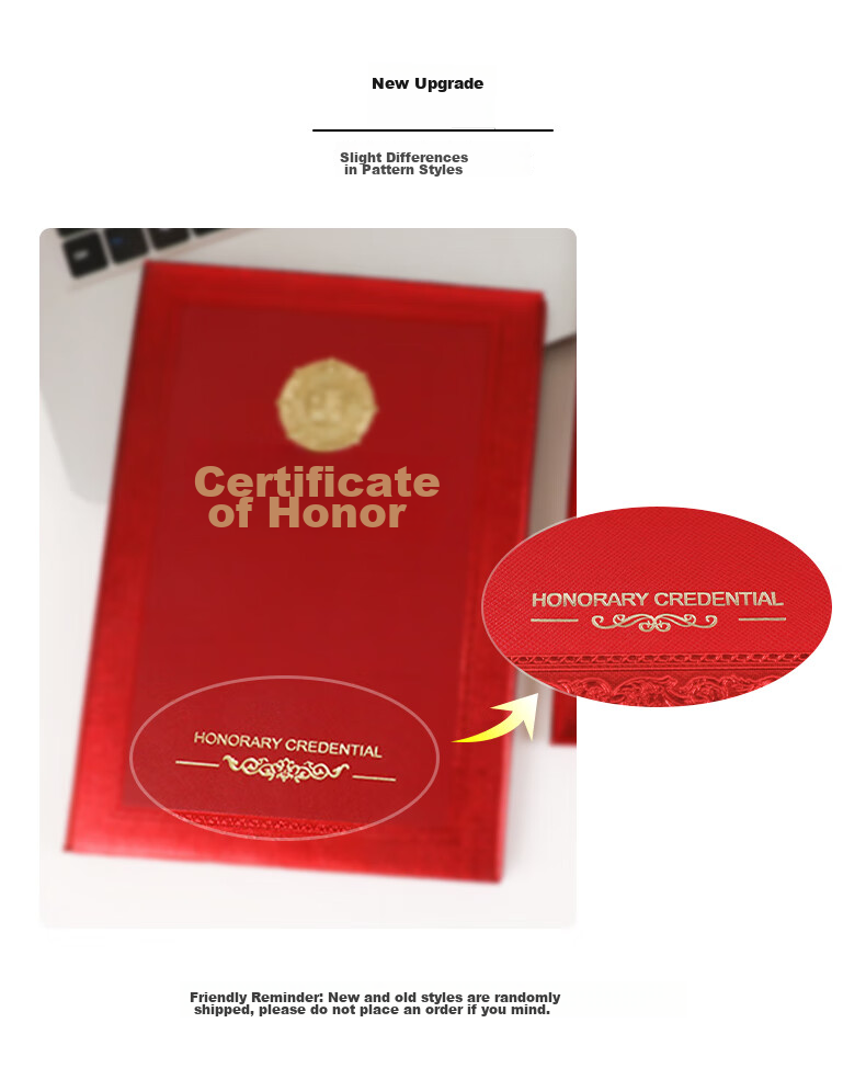 Befon Certificate of Honor, Completion Certificate, Company Award Certificate, with One Inner Sheet, Office Stationery, 12K Single Book Pack, 2480 1