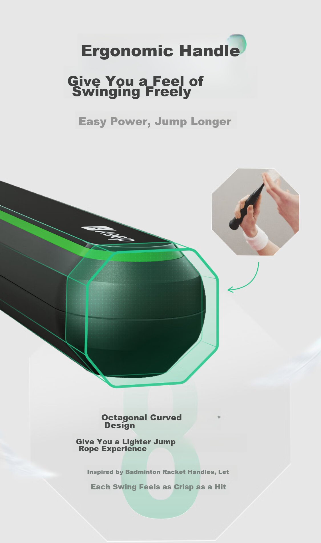 Keep Fat-Burning Weighted Jump Rope for Adults, Weight Loss Fitness Speed Rope - Cool Black Green/No Rope Small Ball 4