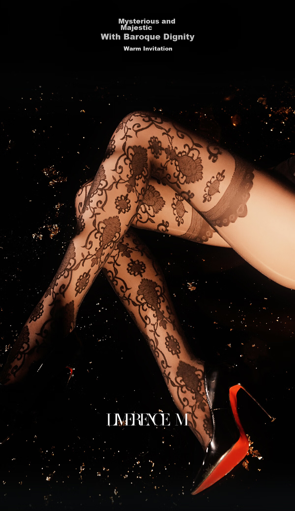 Limerence M [Baroque] Ultra-Thin Sheer Stockings, Lace Vintage Jacquard Party Socks, Nude Pink, T-Crotch Closed Crotch One Size Fits All 5
