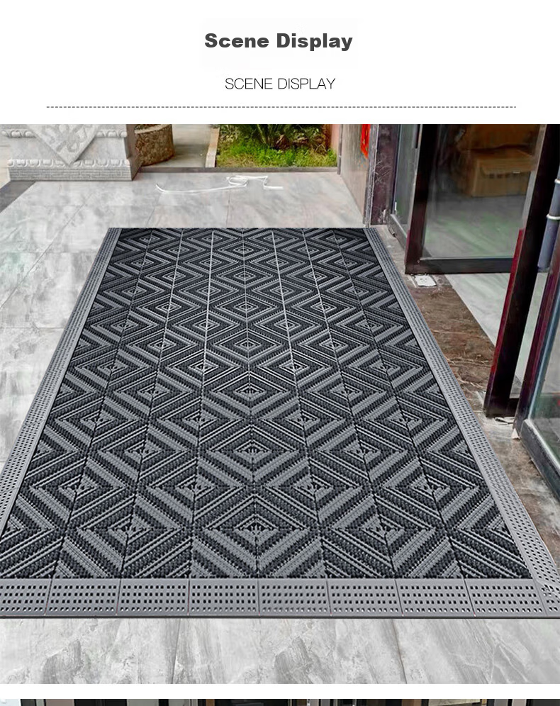 Modouyu Three-In Floor Mat, 90*120cm, Single Brushed Gray, Entrance Door Mat, Company Outdoor Non-Slip Floor Mat, Foot-Wiping Mat 13