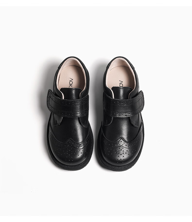 Aokang Boys' Leather Shoes, Black Soft-Soled Performance Shoes, Spring And Summer New Style Children's British-Style Genuine Leather Show Shoes for Older Kids 4