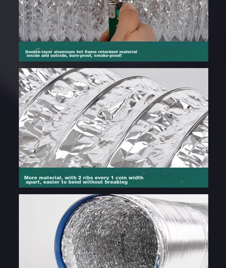Pupai Double-Layer Thickened Aluminum Foil Exhaust Pipe for Range Hood, Kitchen, Bathroom Heater Ventilation Duct, Adjustable Flexible Air Outlet Hose, Diameter 10cm x Length 5m 10