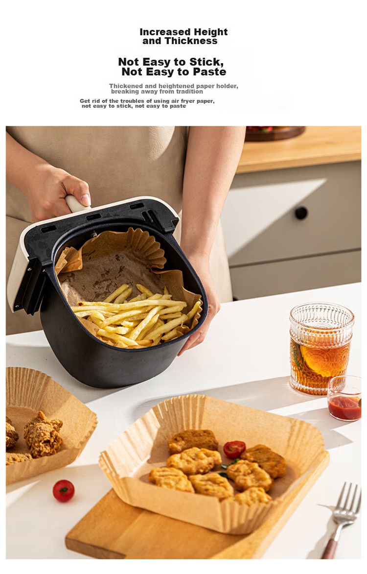 Jieribang Air Fryer Paper [110 Sheets], Heat-Resistant Oil-Absorbing Paper Liner for Food Baking, Roasting, And Barbecue Silicone Paper 4