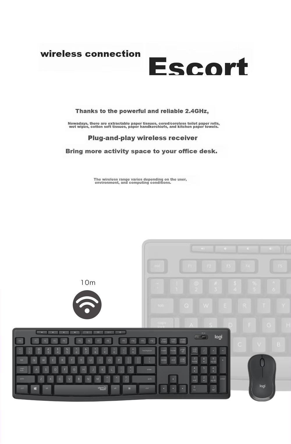 Logitech MK295 Wireless Keyboard And Mouse Combo, Office Keyboard And Mouse Set, Quiet Keyboard And Mouse Set, Full-Size, with 2.4G Receiver, White 7