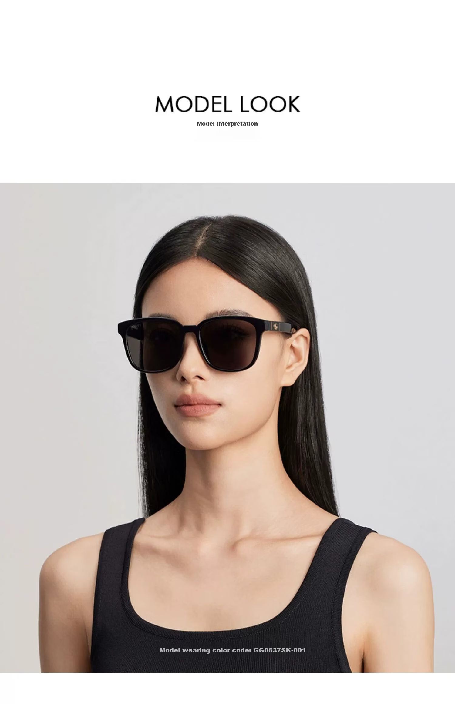 GUCCI Simple Versatile Square Frame Sunglasses, Sun Protection Glasses for Men And Women, Gift GG0637SK-001 5