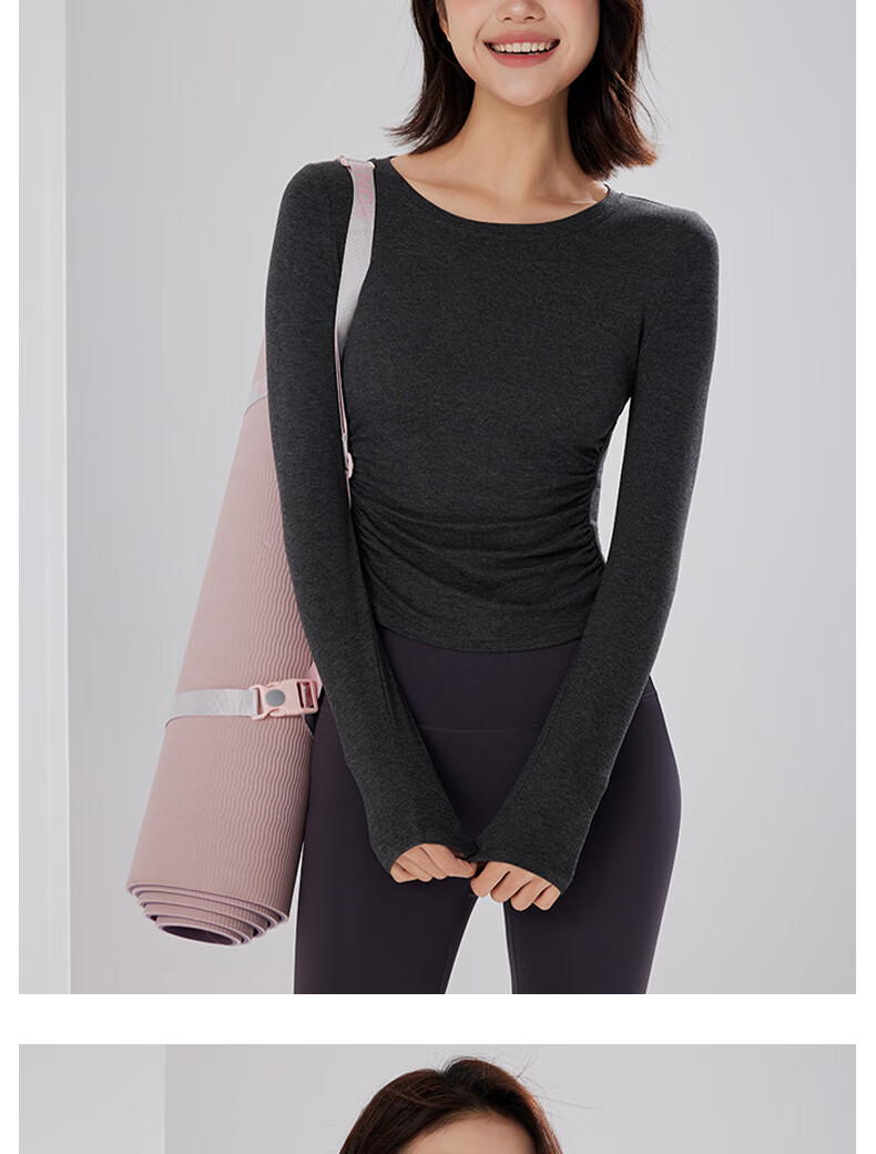 XUEXIMAN Women's Yoga Long Sleeve T-Shirt Autumn Winter Fleece Thickened Slimming Running Fitness Quick-Dry Top 12