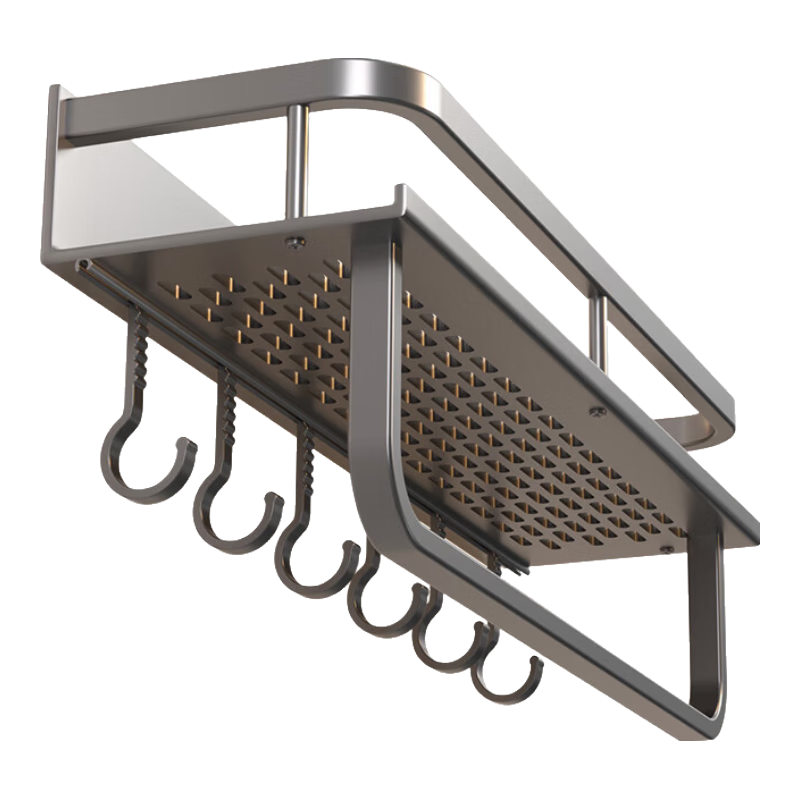 Pollock Bathroom Storage Rack, No Drilling Required, Space Aluminum Bathroom Organizer Shelf, Towel Rack, 60D2