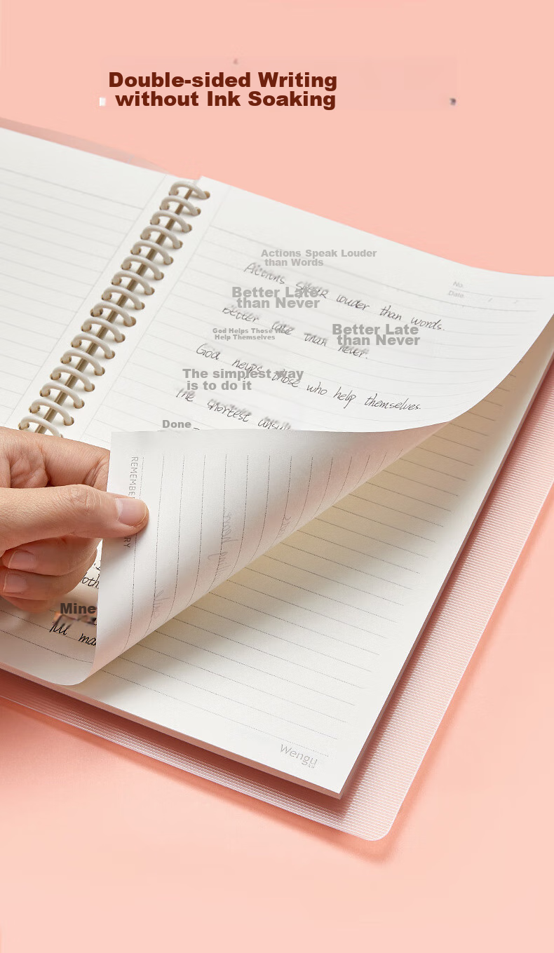 Wengu Loose-Leaf Notebook, Handwritten B5/60 Sheets, for Notes And Diary, Suitable for Middle And High School Students, Office Meeting Use, Detachable with 26 Holes, Includes Index Dividers, Ruled B17-B5/B Pink 11
