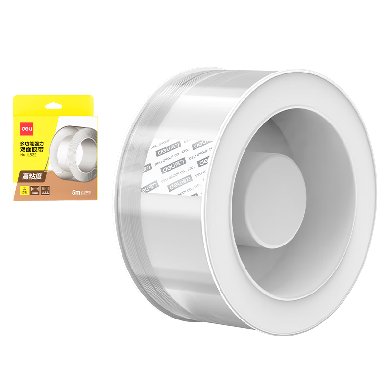 Deli Strong Nano Tape, Invisible Double-Sided Adhesive, 30mm*5m*2mm Thickened, Upgraded Dustproof Bubble Case, Spring Festival Couplets Special, Washable And Reusable, 1 Roll JL522
