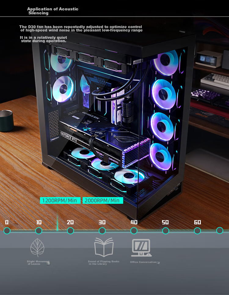 PHANTEKS D30 Building Block Version Zhengye 12cm Case Water Cooling Radiator ARGB Temperature Control Fan (30mm Thick/7 Blades High Air Pressure/Wireless Cable Connection/3-Piece Set/Black) 15