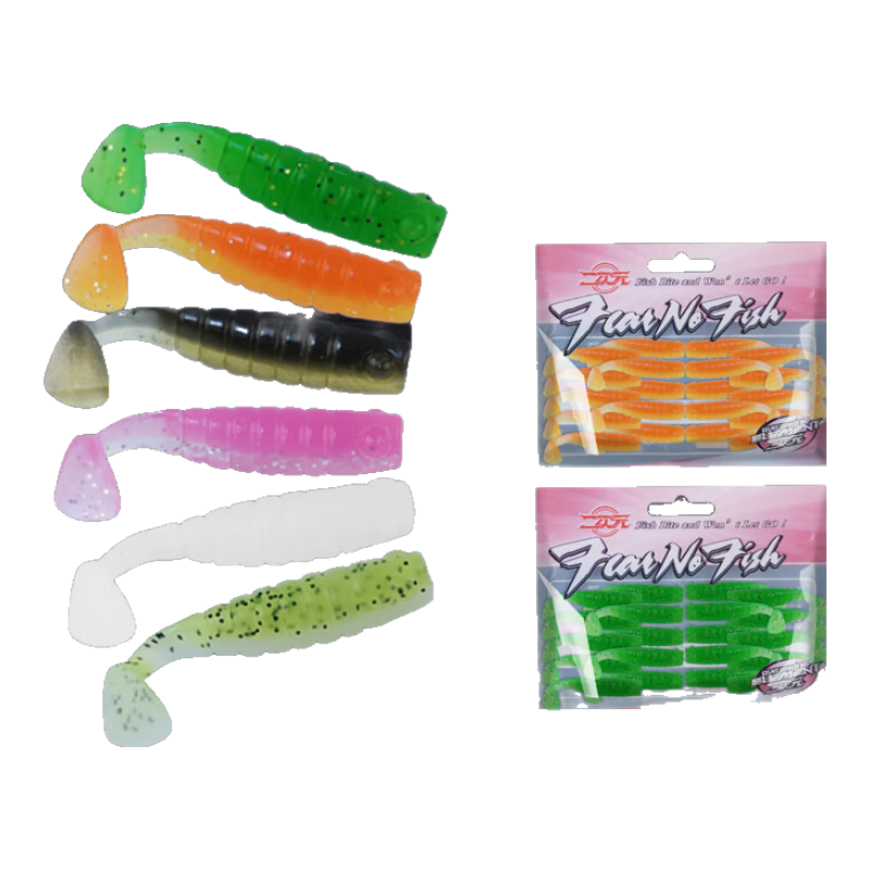 Erciyuan Lure, Wave-Shaped Artificial Bait, Root Fishing Soft Bait, T-Tail Casting Texas Fishing Set Lure, Orange-Yellow Color