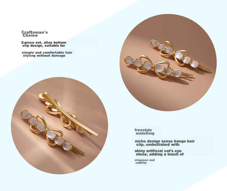 CHIMERA 2-Piece Hair Clip Set, Simple Side Bangs Clips, Hair Accessories, Mid-Autumn Festival Gift for Girls 20