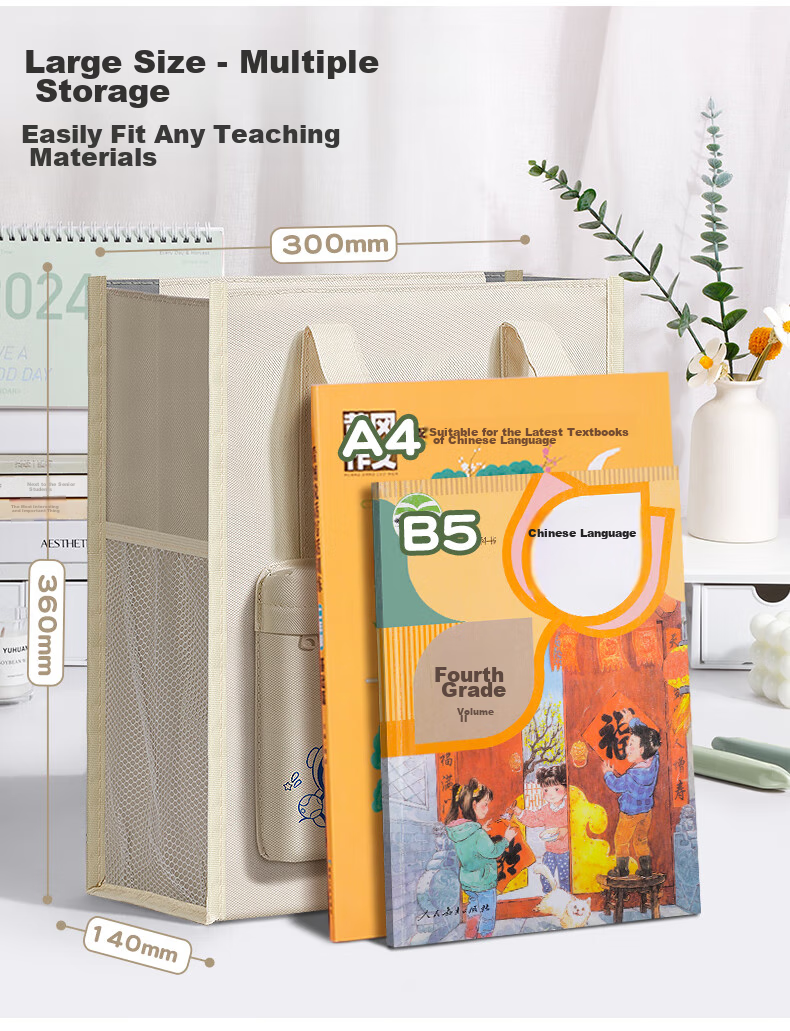 [Back to School Essential] Ujia Handheld Tutoring Bag Cute Canvas Elementary School Homework Storage Bag Large Capacity for Extracurricular Art Drawing Canvas Exam Paper Storage Bag Backpack Navy Blue 5