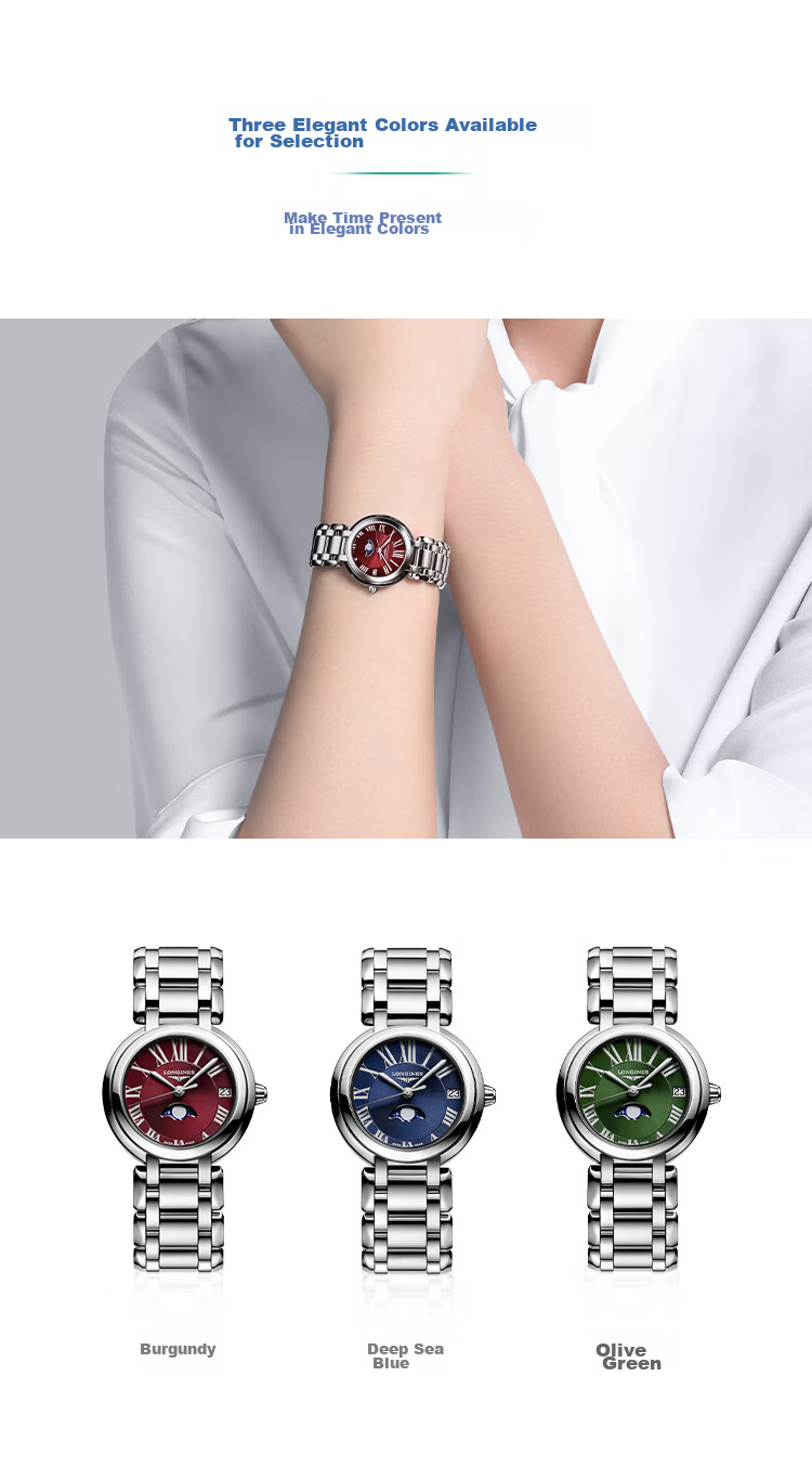 LONGINES Swiss Watch, Heart Moon Series, Women's Steel Strap Quartz Watch L81154926 5