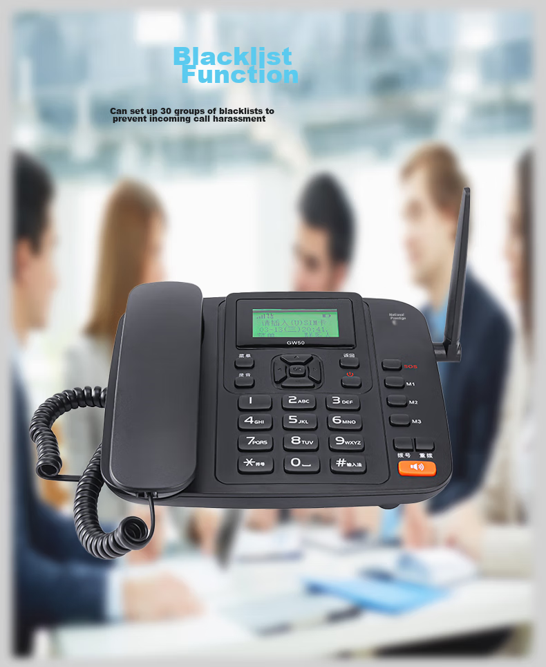 Guowei GW50 All-Network 4G5G Wireless SIM Card Telephone with Recording Function, Compatible with China Mobile, China Unicom, China Telecom And Cable TV Networks, Office And Home Use, Telemarketing, Landline Phone, Black 14