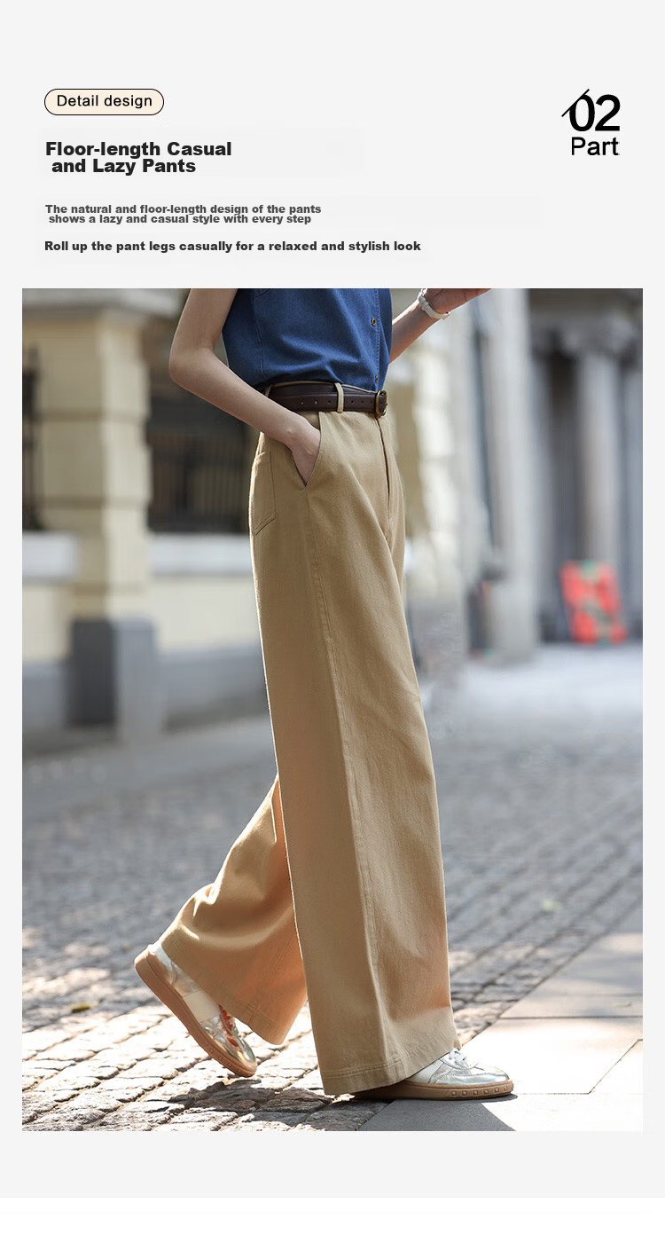 Dme [Relaxed And Stylish Wide-Leg Pants] Spring And Autumn Style, Washed Cotton-Like Fabric, Comfortable Casual Long Pants for Wome 5