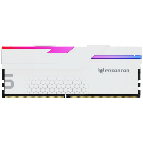 PREDATOR 48GB (24GB×2) Kit, DDR5 6000MHz, Desktop Memory Module, Hermes Ice Blade Series, RGB Light Bar (C28), White, AI Computer Accessory