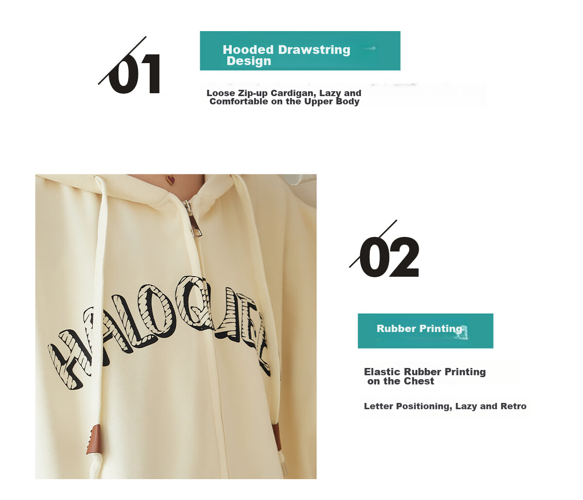 Halo Queen Women's Hoodie Jacket Mint Mambo Spring Autumn Pocket Letter Star Casual New H143U1002 12