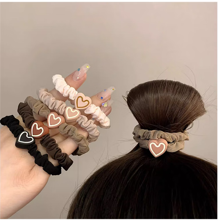 Jingxiaodi 5 Heart-Shaped Hair Ties for Women, Bun Maker, High Elasticity Rubber Bands, Hair Ties, Non-Damaging Hair Bands, Hair Accessories 14