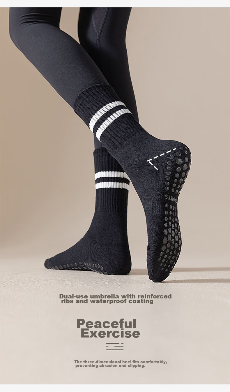 XUEXIMAN Yoga Socks for Women, Mid-Calf Cotton Socks, Spring And Autumn Season, Pilates Fitness Dance Professional Non-Slip Short Sports Floor Socks 11