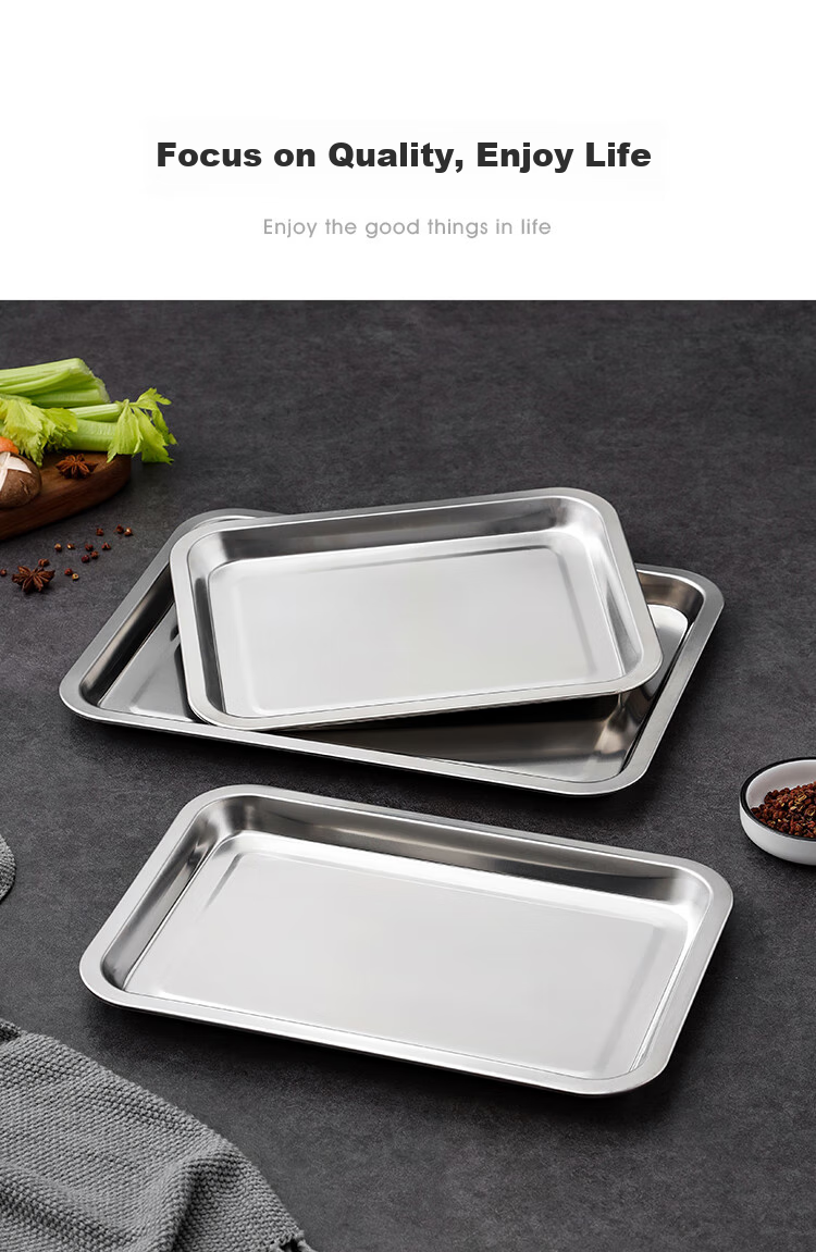 MAXCOOK 304 Stainless Steel Square Plate, Deep Square Tray, Rectangular Serving Tray, Barbecue Grilling Tray 29cm MCFT6548 16