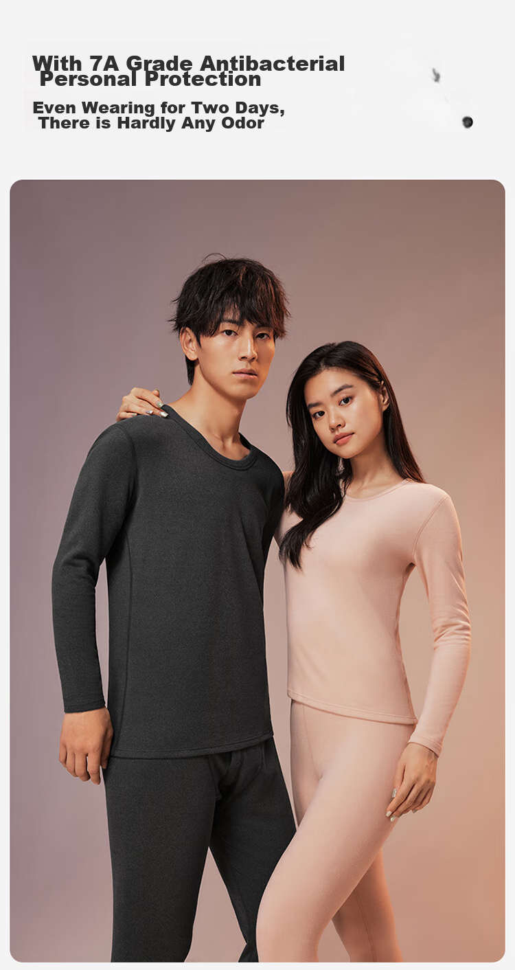 Nanjiren Wool Blend Silk Thermal Underwear for Women, Fleece-Lined Autumn Top And Pants Base Layer Set L 8