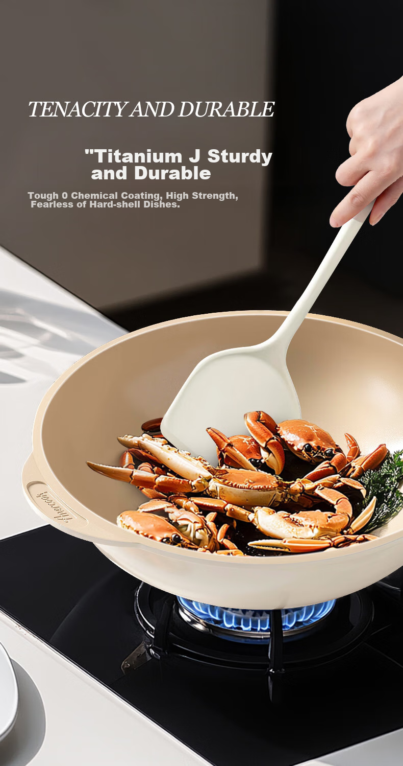 Amercook Titanium Non-Stick Maifan Stone Frying Pan Flat Bottom Wok for Home Use Compatible with Induction Cooker and Gas Stove 13