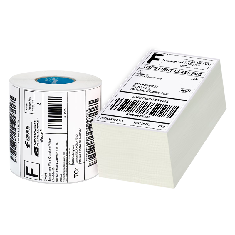 JETLAND 100*150mm, 500 Sheets/stack, Single Stack, Vertical E-Money Anti-Counterfeiting Thermal Label Paper, Postal Express Non-Adhesive Printing Paper, Waterproof Barcode Outer Box Sticker