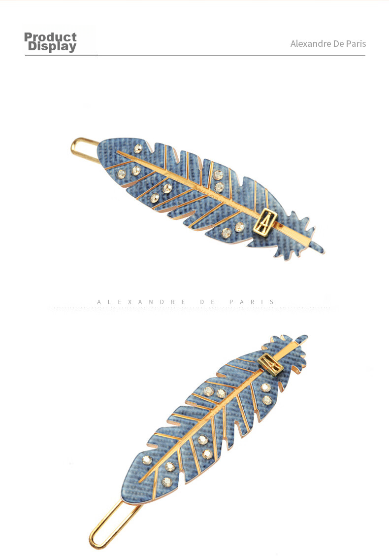 ALEXANDRE DE PARIS Fashion Bangs Clip, Casual Side Clip, Luxury Hairpin, Mid-Autumn Festival Gift for Women, Z Feather Gift Box 9