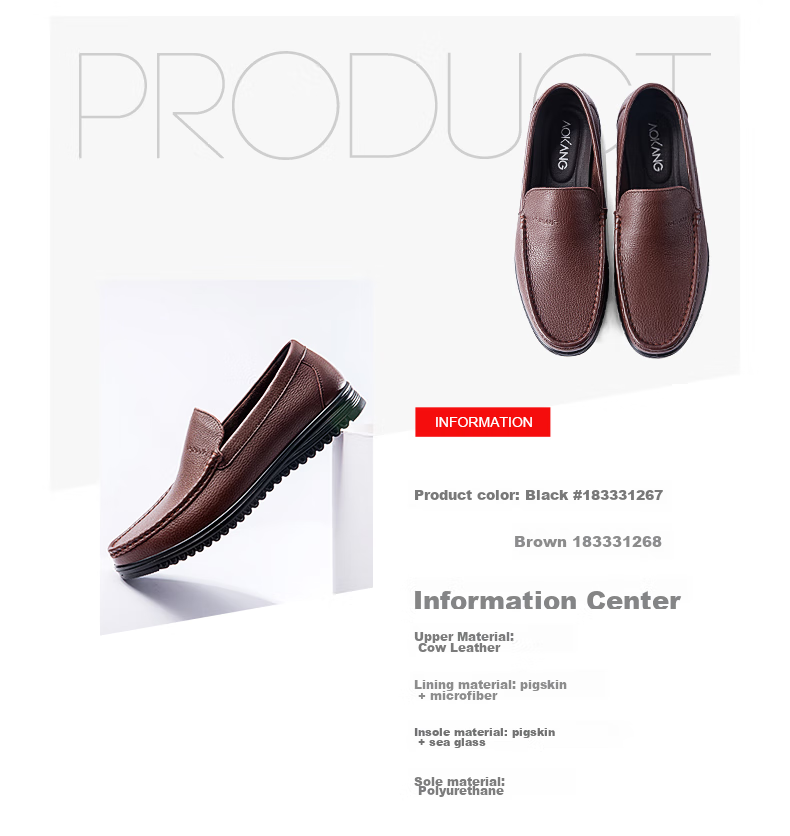 Aokang Business Formal Shoes Slip-On Simple Leather Shoes Comfortable Low-Top Shoes Black Size 38 4