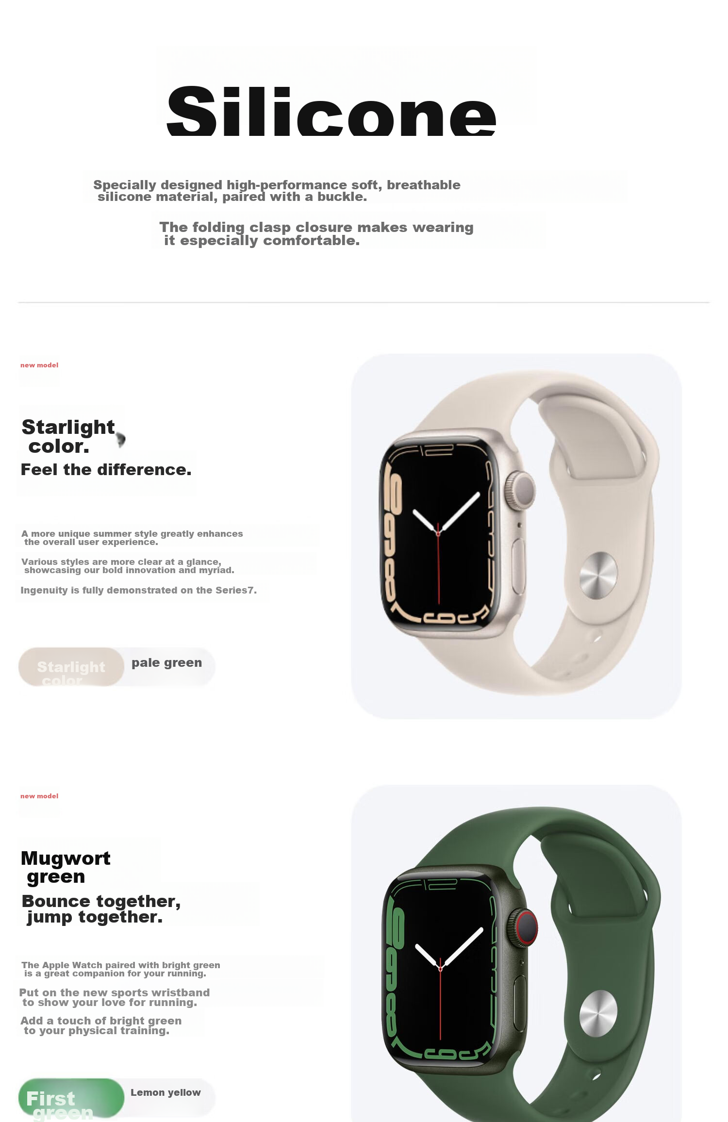 WITGOER Silicone Watch Band Compatible with Apple Watch Series 11/10/9/8/7, Sports IWatch 6/SE/Ultra2 for Men And Wome 2