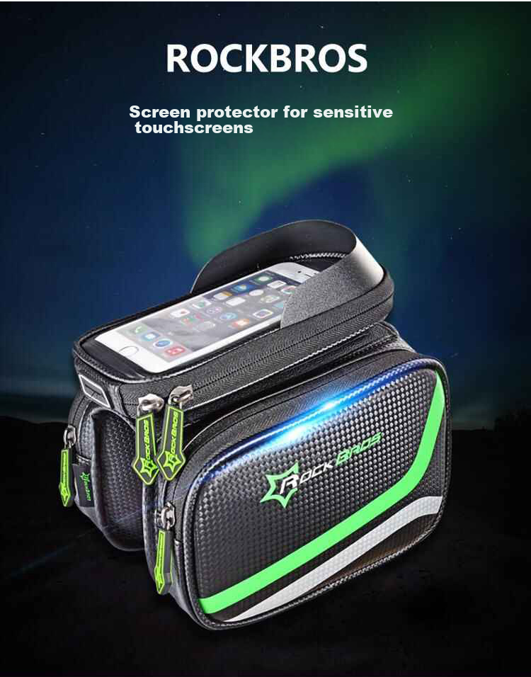 ROCKBROS Bicycle Handlebar Bag, Mountain Bike Saddle Bag, Phone Handlebar Bag, Touchscreen Cycling Equipment Accessory 1