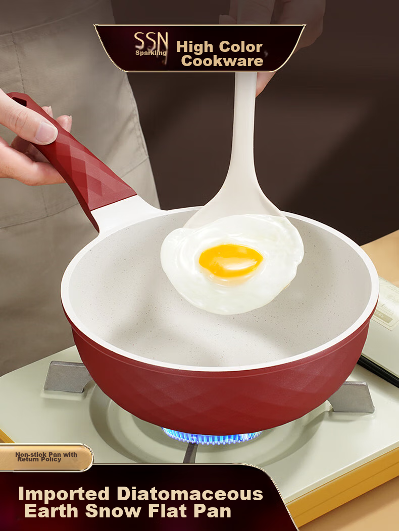SSN Small Wok, Maifanshi Color Non-Stick Pan, Stir-Fry Pan, 22cm, Gas Stove, Single Serving Frying Pan, Induction Cooker for 1-2 People 1