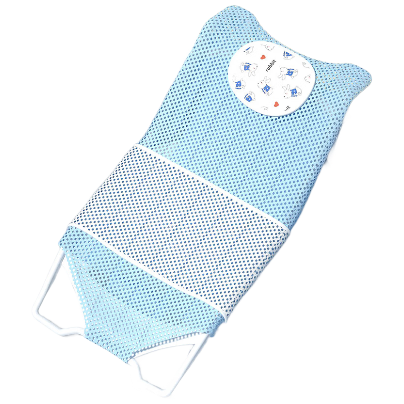 Baoshi Bath Net Frame, Baby Bathing Aid, Non-Slip Mesh Tray Pad, Universal Bathtub Seat with Pillow - Blue