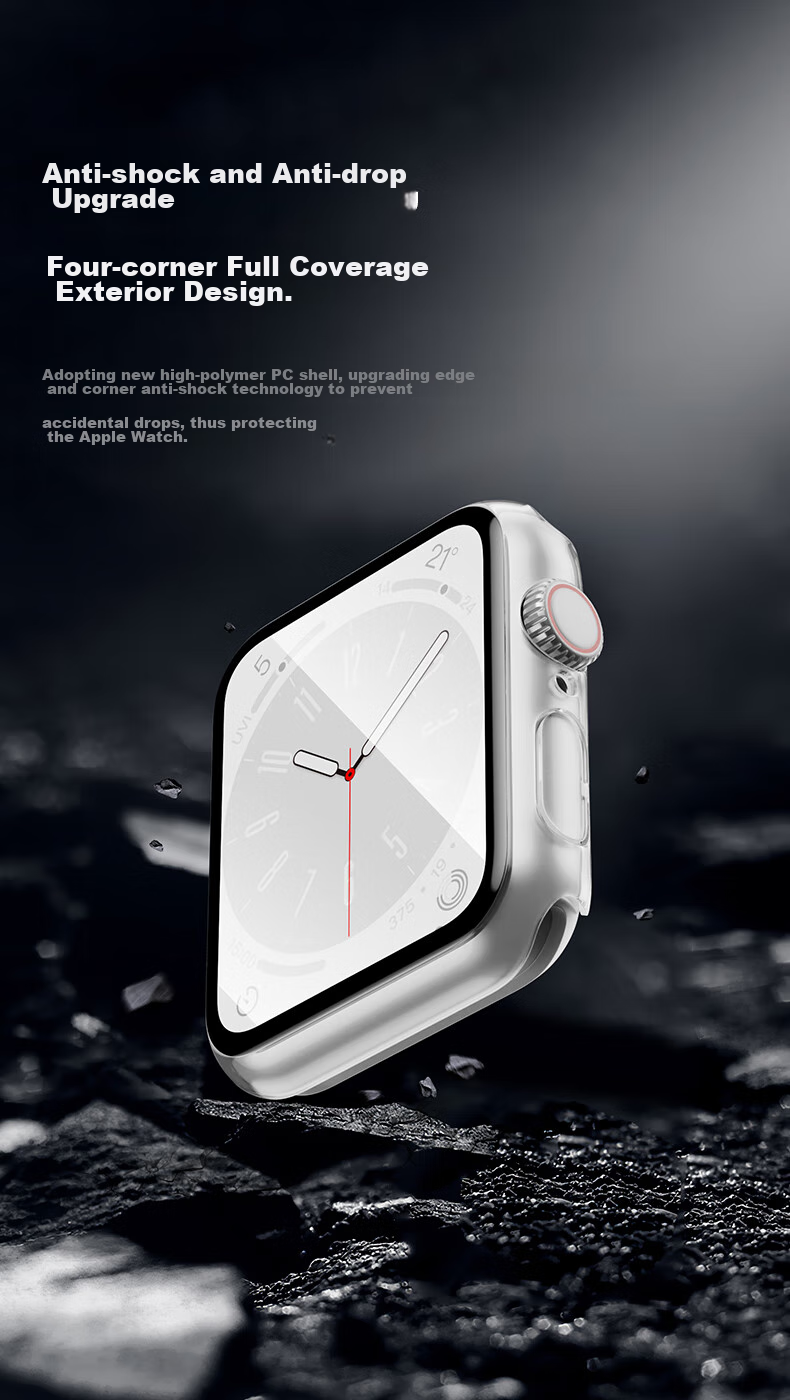 CangHua [Waterproof Anti-Fog] Integrated Protective Case Film for Apple Watch S9/S8/S7, Tempered Glass Screen Protector, Full Coverage Protective Case for Apple Watch, 45mm Black 11