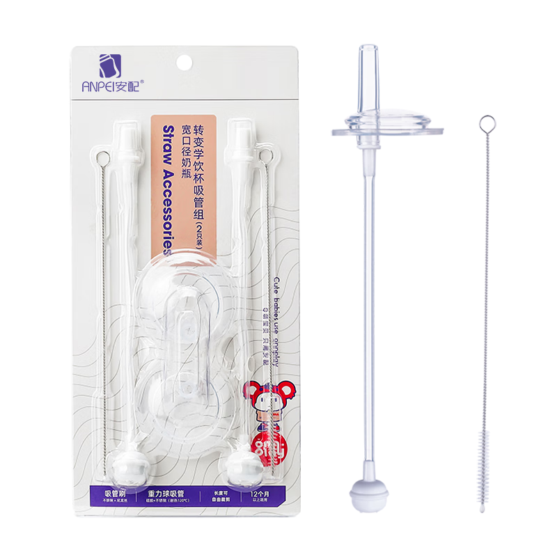 Anpei Universal Wide-Neck Nipple Straw, Bottle Accessory (Suitable for Wide-Neck Bottles Such As Haokai), Pack of 2