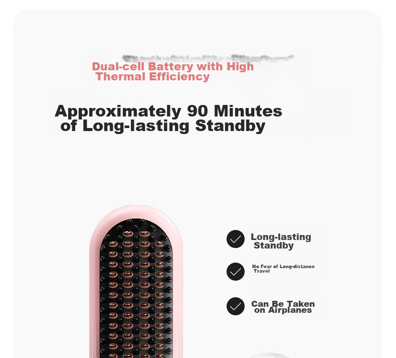 TSUYAGLA Sixth Generation Detachable Wireless Straight Hair Brush with 6 Billion Plasma Hair Protection, Non-Damaging Negative Ion Moisturizing, Efficient And Long-Lasting Styling, Girlfriend Birthday Gift T606 Pink 20