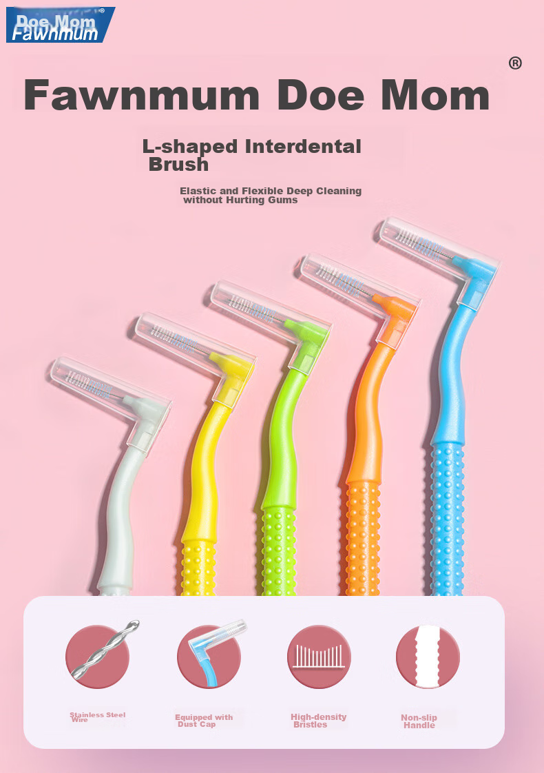 FAWNMUM Ultra-Fine Interdental Brush, Imported Ssss, 20-Pack, L-Shaped Interdental Brush for Deep Cleaning 2