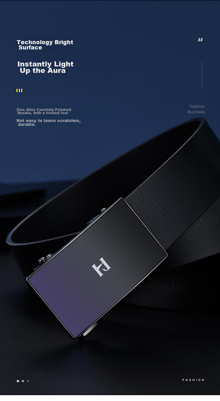 HLA Men's Belt with Automatic Buckle, Inner Wear Trunk Belt, Genuine Leather, No Lining, Birthday Gift, Fashionable New Style, for Boyfriend Or Husband, Trendy 6