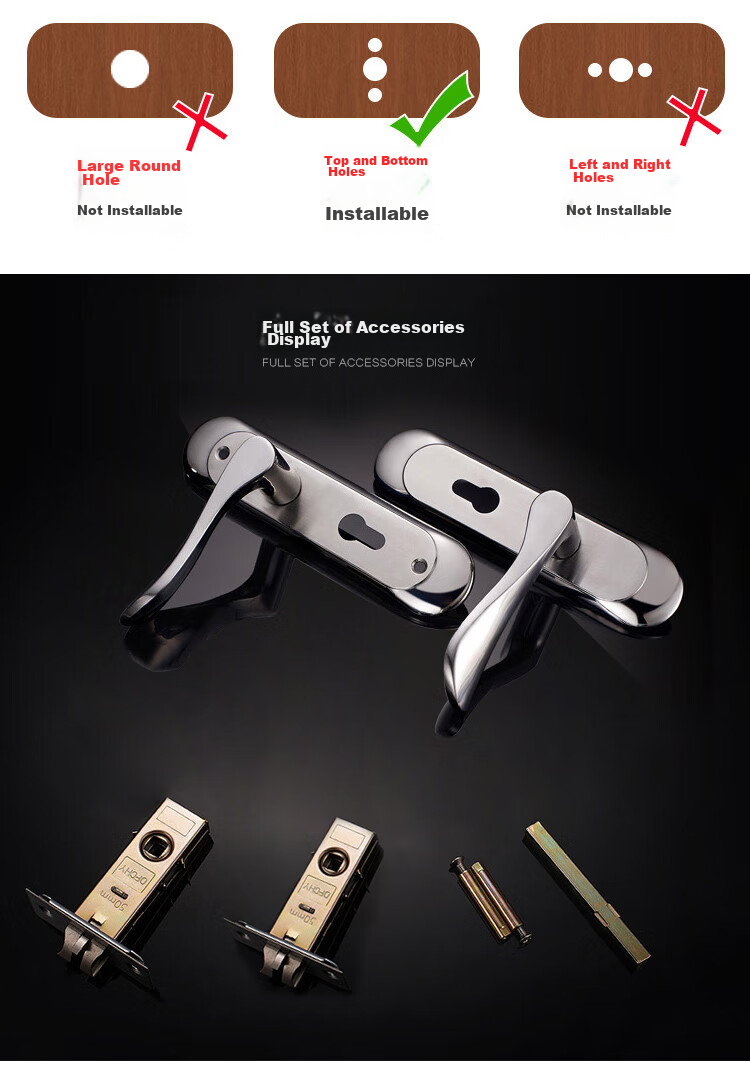 Fly.Globe Interior Door Lock Single Latch Stainless Steel Model B Grade Self-Installation Universal Door Lock FQ-AE86 20