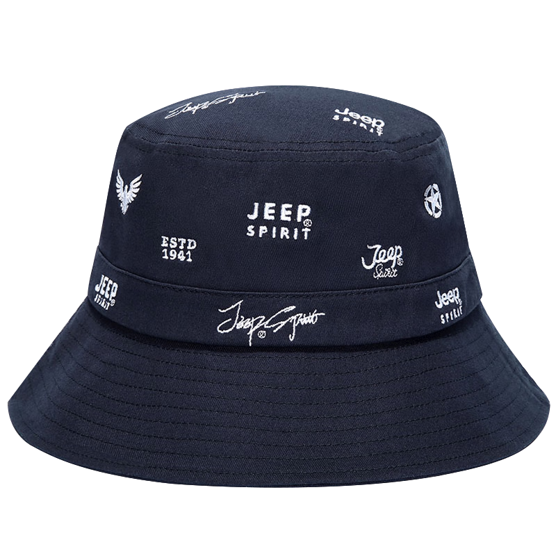 JEEP Men's Bucket Hat Fashion Casual Outdoor Sun Hat for Men and Women Four Seasons Couple Sunshade Fishing Hat A0282 Dark Blue