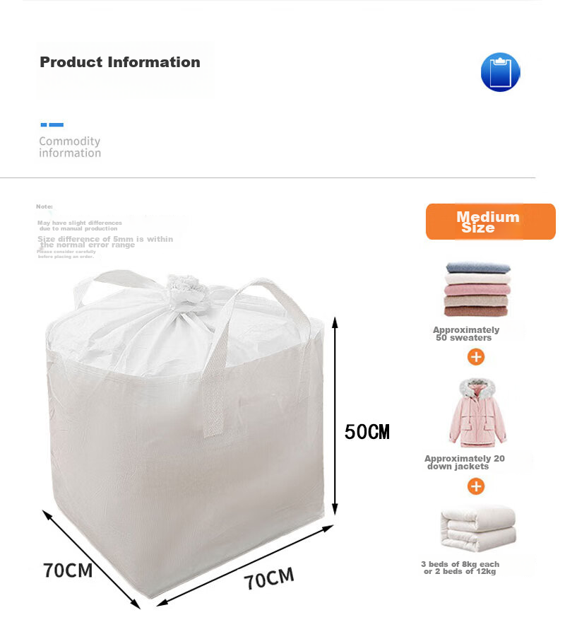 QDZX Moving Bags, Cardboard Boxes for Storage, Packing Bags for Quilts And Clothes, Luggage Moisture-Proof Bags, Dustproof Storage Bags, Medium Size, 1 Piece 5