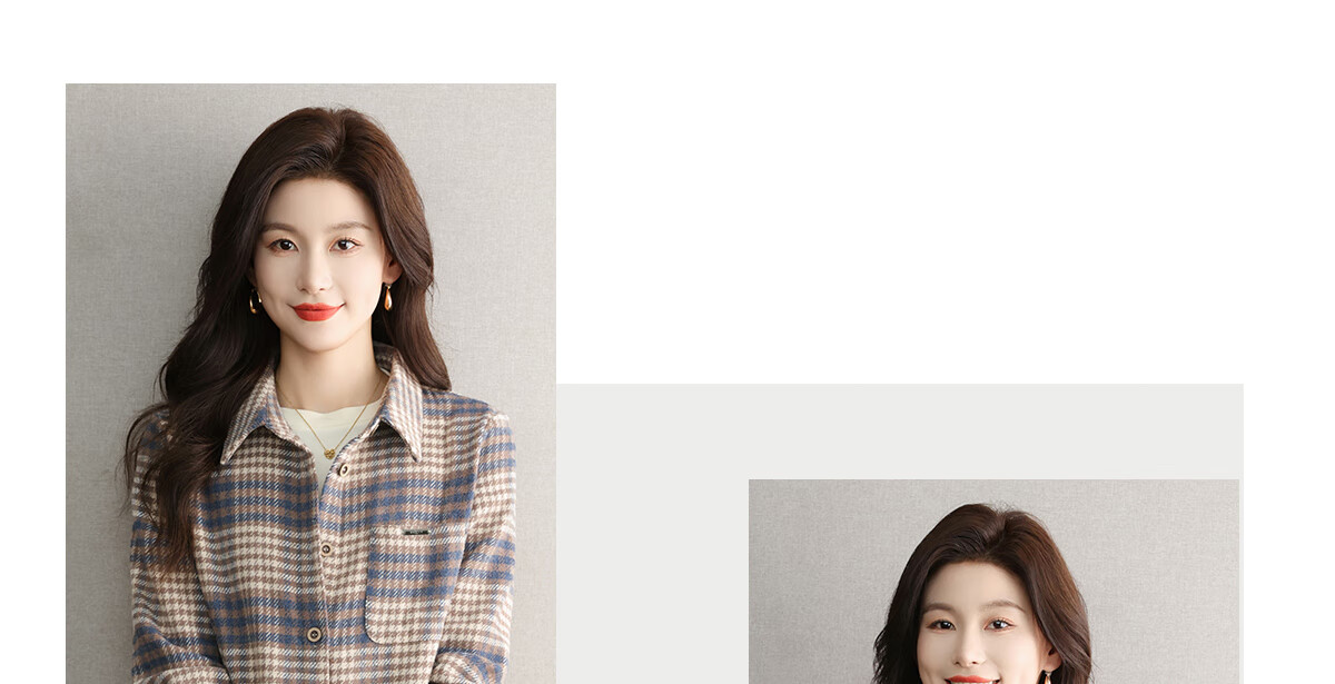 YUZHAOLIN Korean-Style Fashionable Simple Loose Brushed Shirt Versatile Jacket Lapel Plaid Top Women's Blouse Y143C2002 13