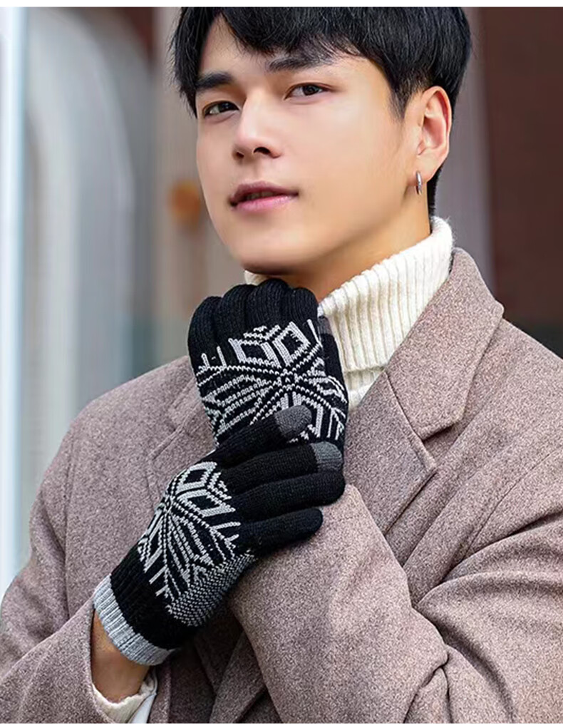 TUCANO Men's Wool Touchscreen Gloves Thickened Warm Winter Cycling Driving Knitted Gloves Gift for Boyfriend 2