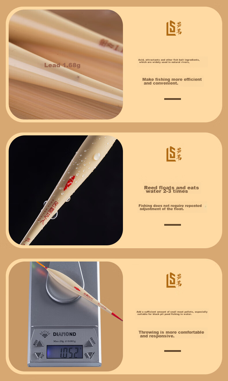 Minjianyiren LS Reed Fish Float, Highly Sensitive for Crucian Carp And Carp Mixed Breeding, Black Pit Competition, Light-Biting Buoy, Standing Fishing Float Set with Marker 7