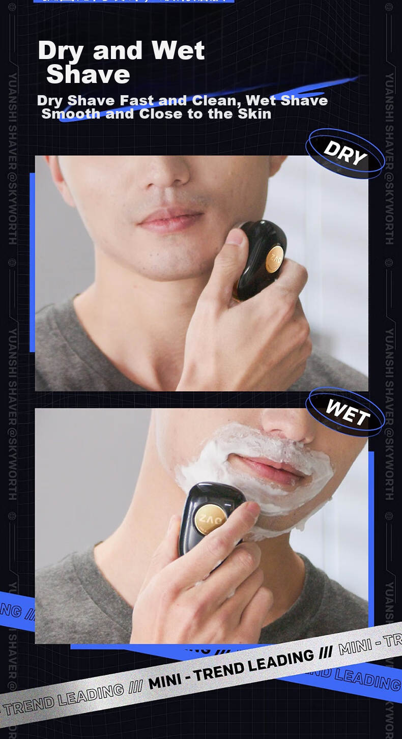 Skyworth [Wu Lei's Choice] Yuanshi Mini Electric Shaver, Portable Men's Electric Razor, Fully Washable Dry And Wet Dual-Blade, Valentine's Day Gift for Boyfriend, Gift Box Set, Tech Silver 6